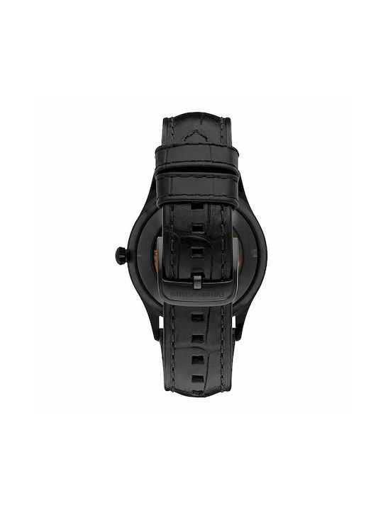 Emporio Armani Uhr Automatisch mit Schwarz Lederarmband