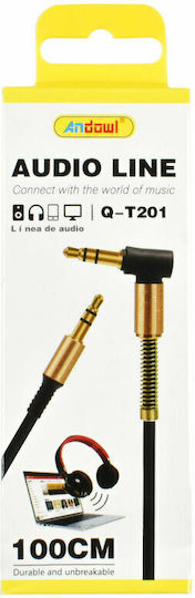 Andowl Audio Cable 3.5mm Male - 3.5mm Male Black 1m with Gold Plated Terminals Q-T201