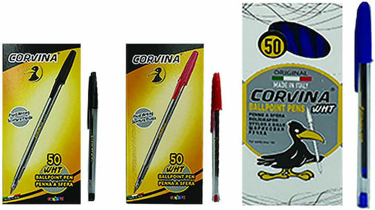 Carioca Στυλό Ballpoint 1.0mm με Μαύρο Mελάνι 50τμχ Corvina