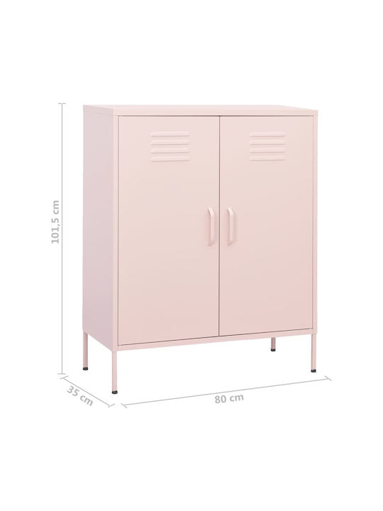 Office Storage Metal Cabinet Pink L80xW35xH101.5cm