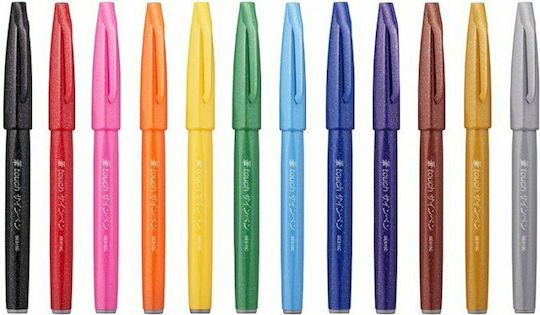 Pentel Brush Sign Pen Marker 1mm Portocaliu