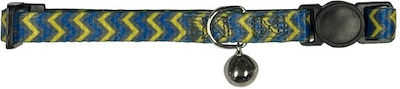 Pet Interest Waves Cat Collar Yellow Blue 10mm x 20-35cm