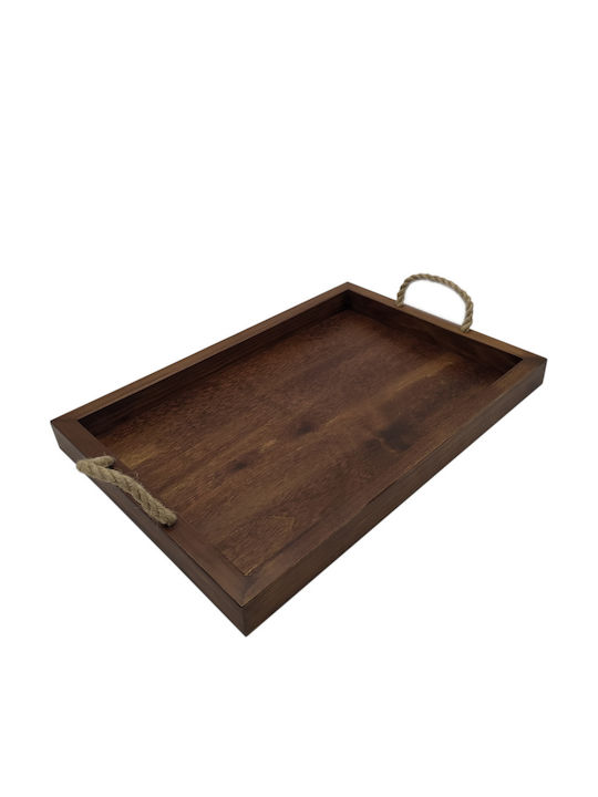 Korres Craft Rectangle Tray Wooden with Handle In Brown Colour 44.5x32x4.5cm 1pcs