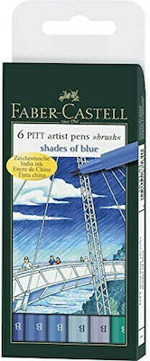 Faber-Castell Pitt Artist Design Markers Blue 6pcs