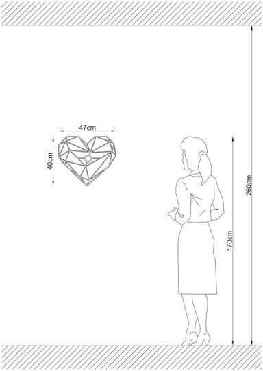 Megapap Heart Модерен Осветително тяло За стена с фасунга E27 Черен 47x40x12см.