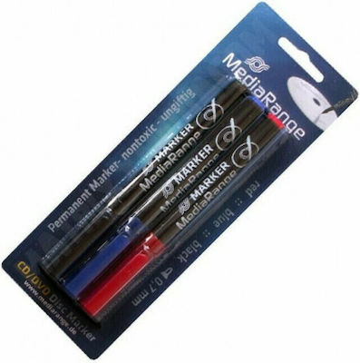 MediaRange Permanent Markers 0.7mm Red 3pcs