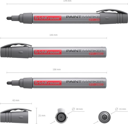 ErichKrause PΤ-350 Ανεξίτηλος Μαρκαδόρος Ασημί