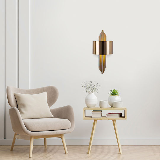 Opviq Vintage Φωτιστικό Τοίχου με Ντουί E27 Χρυσό 22x35x10εκ.