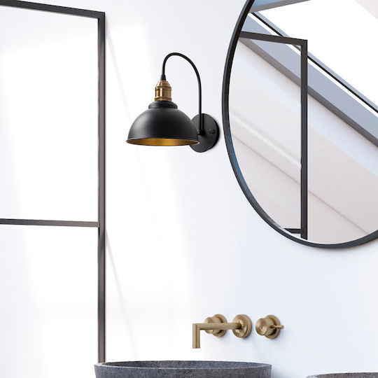 Opviq Vintage Lamp Wall with Socket E27 Black 27x27cm