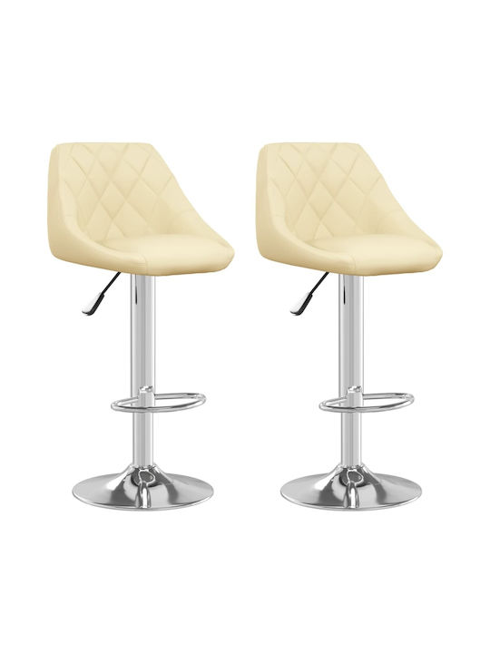 Stool Bar with Back & Adjustable Height Cream 2pcs 44x46x82-103cm