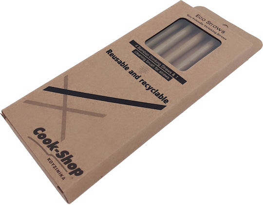Cook-Shop Eco Straws Καλαμάκια Μπαμπού Καφέ με Βουρτσάκι 4τμχ