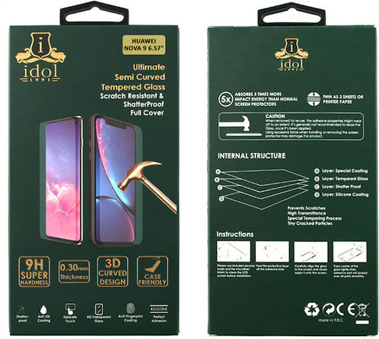 Idol 1991 3D 0.3mm Full Face Tempered Glass Black (Huawei Nova 9)