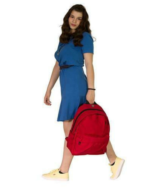 Must Team Monochrome Double Red School Bag Backpack Junior High-High School Red with Water Bottle Holder 25Liters