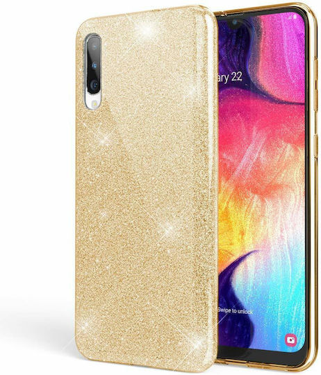 Forcell Shining Umschlag Rückseite Silikon Gold (Galaxy A50)
