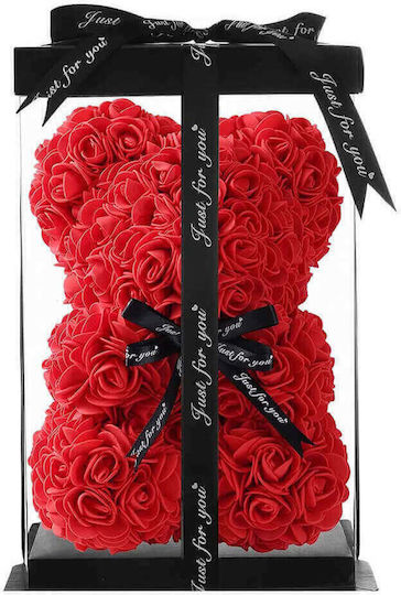 Bear of Artificial Roses Red 25cm in Box Giftland