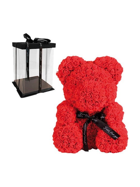 Bear of Artificial Roses Red 25cm in Box Giftland