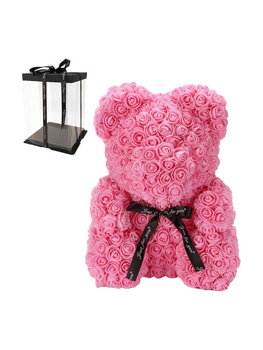 Bear of Artificial Roses Pink 40cm in Box Dorosimo