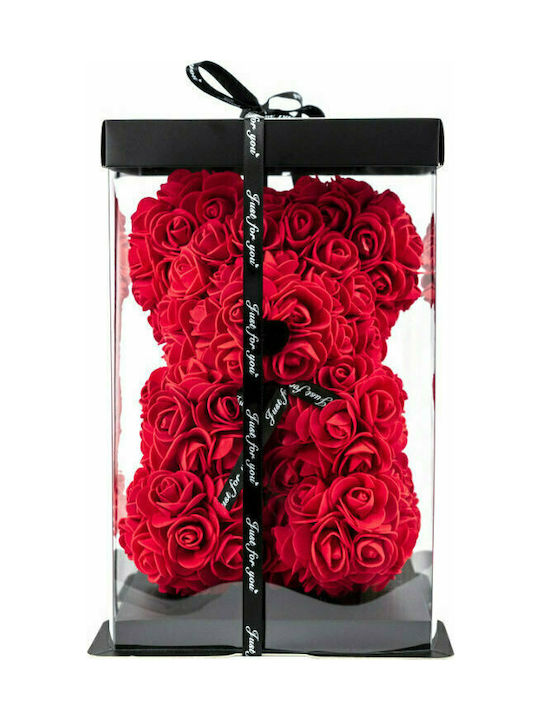 Bear of Artificial Roses Red 40cm in Box
