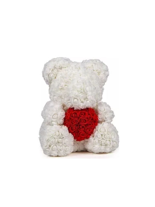 Dorosimo Bear of Artificial Roses White 40cm in Box