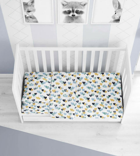Dimcol Hearts Baby Cotton Pillowcase Light Blue 35x45cm