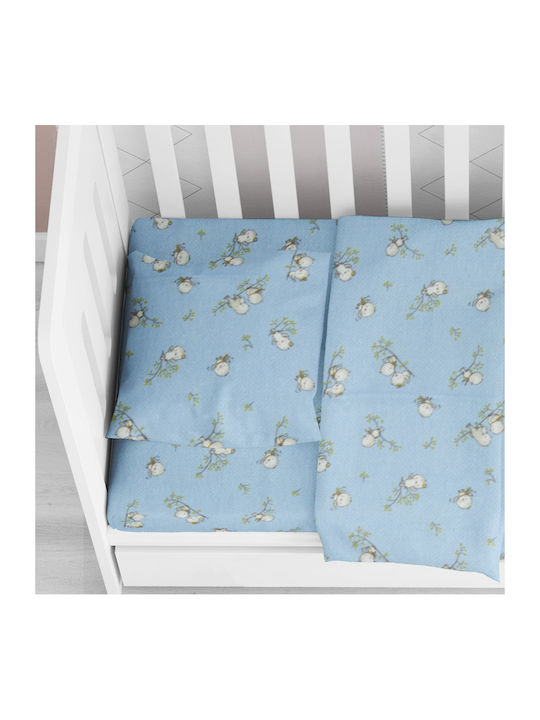 Dimcol Birds Baby Cotton Pillowcase Blue 35x45cm