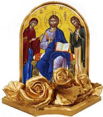 CHRIST WITH THE GODDESS AND THE PRIDE - (Set of 30 pieces) Gold plated Ceramic Baptismal Bonbonniere