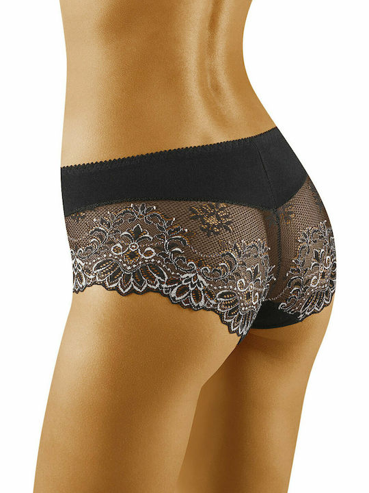 Wolbar Eco-Zu Baumwolle Damen Boxer mit Spitze Schwarz 126379