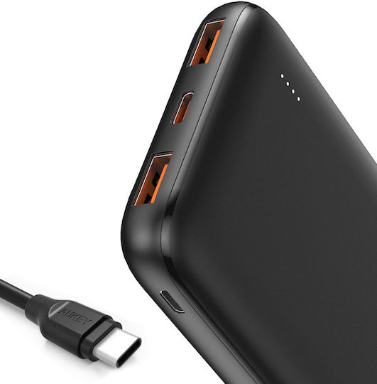 Aukey PB-N73s Power Bank 10000mAh 20W with 2 USB-A Ports and USB-C Port Power Delivery / Quick Charge 3.0 Black