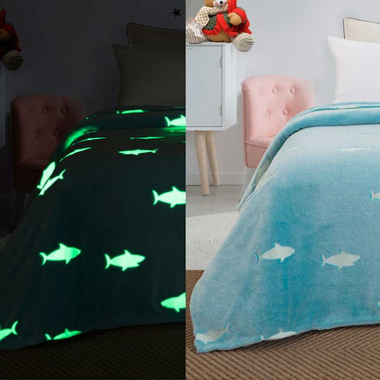 Palamaiki Fleece Fin Fluorescent Light Blue Blanket 160x220cm