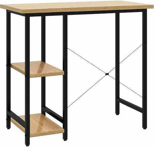 Schreibtisch Holz Natural - Black mit Metallbeinen 80x40x72cm