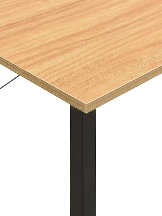 Desk Wooden Natural - Black with Metal Legs 80x40x72cm