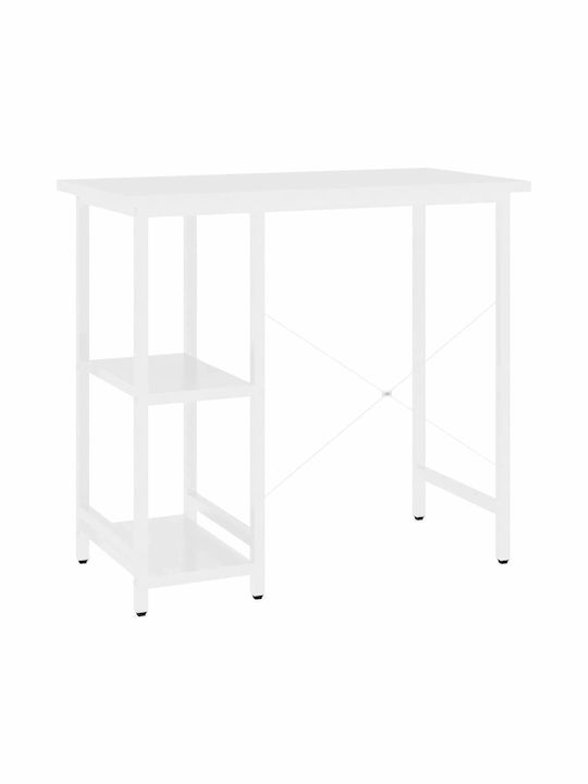 Desk Wooden with Bookshelf White with Metal Legs 80x40x72cm