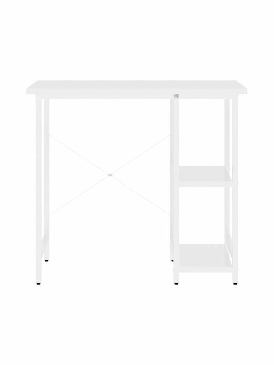 Desk Wooden with Bookshelf White with Metal Legs 80x40x72cm