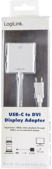 LogiLink Konverter USB-C männlich zu DVI-D weiblich Weiß 1Stück UA0245A