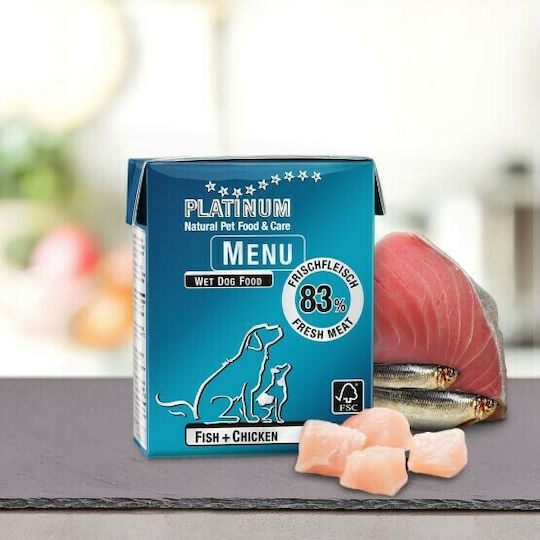 Platinum Pet Food & Care Menu Wet Food Dogs in Cans with Chicken and Fish Grain-Free 375gr