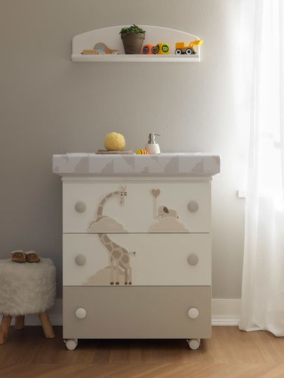 Savana Βρεφική Συρταριέρα με 3 Συρτάρια Bianco/Tortora 76x45x90cm Savana Βρεφική Συρταριέρα με 3 Συρτάρια Bianco/Tortora 76x45x90cm