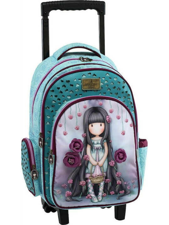 Santoro Gorjuss Rosebud Schulranzen Trolley Kindergarten Hellblau mit Flaschenhalter