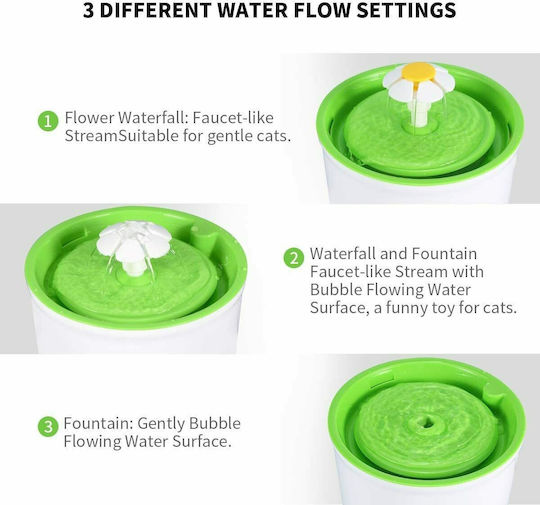 Pet Interest Water Flower Automatic Plastic Waterer / Fountain for Dog & Cat 1.6lt in Green Color