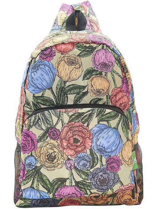 Eco Chic Foldable Green Peonies School Bag Backpack Elementary, Elementary Multicolour