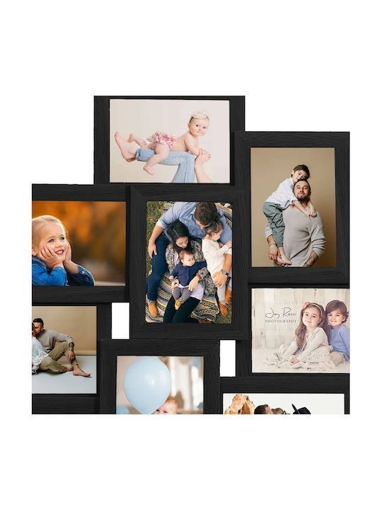 vidaXL Wooden Wall-Mounted Multi Picture Frame 10 Photos Black