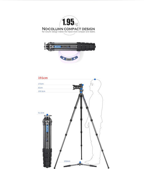 Leofoto Ranger LS-365C + PG-1 Τρίποδο - Μίνι με Gimbal Κεφαλή