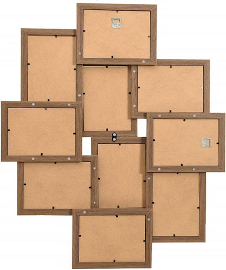 vidaXL Wall-Mounted Multi Wooden Light Brown Picture Frame
