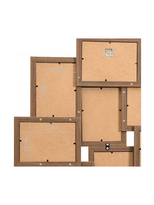 vidaXL Wall-Mounted Multi Wooden Light Brown Picture Frame