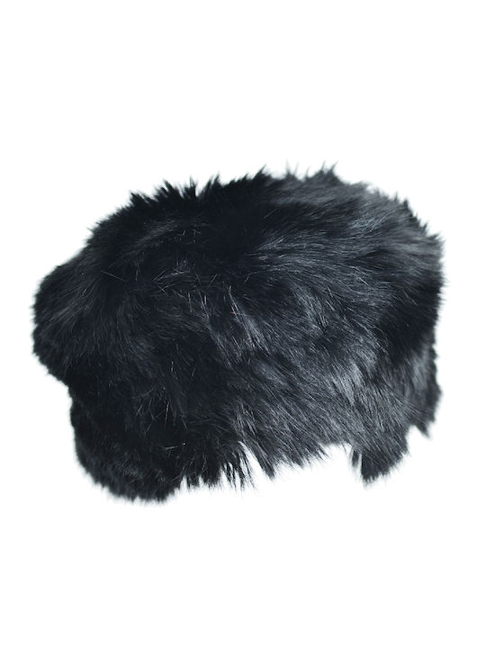 Leather 100 FUR WOMEN'S HAT FOX CODE: 24-W-CAP-THEO-21-41-8 (BLACK)