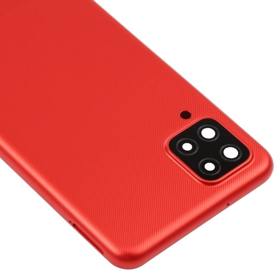 Battery Cover Battery Door Cover Back Camera Lens Bezel Red for Galaxy A12
