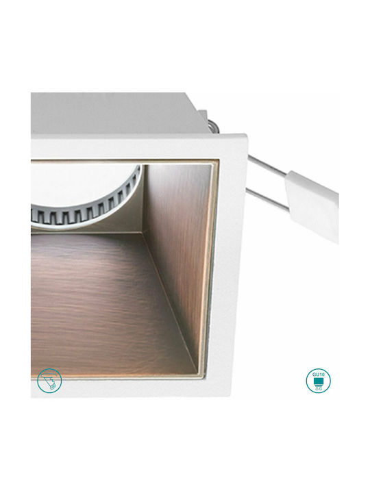 Gea Luce Ceres Square Metallic Recessed Spot with Socket GU10 Copper 9x9cm. 1pcs