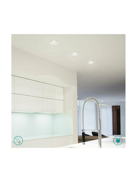 Gea Luce Indra Rund kristallin Einbau Spot mit Fassung GU10 Silber 9.8x9.8cm. 1Stück