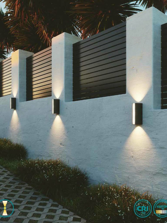 Fan Europe Wandmontiertes Außen-Spotlight LED IP54 14W mit Natürliches Weiß Licht Doppelstrahl 20x8.5x7.8εκ.