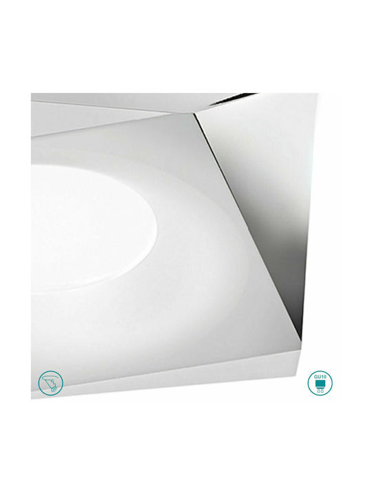 Gea Luce Janus Square Metallic Recessed Spot with Socket GU10 Silver 8.9x8.9cm. 1pcs