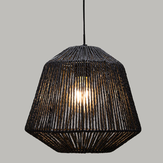 Jily Pendant Light Black Boho with Rope for Socket E27 29x27cm